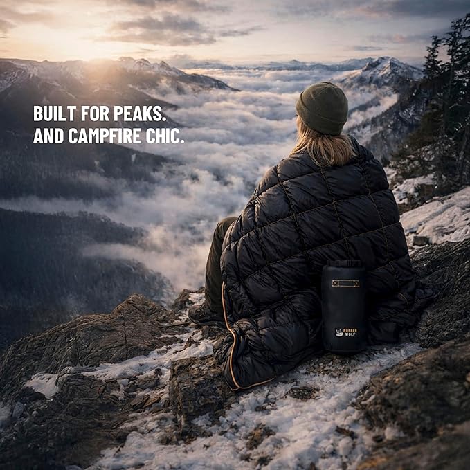 PW700 Extra Large Double Insulated Outdoor Camping Blanket | 2X Puffy, Warm, Packable, Weatherproof, Durable, and Lightweight | Top Quilt for Hiking, Backpacking, Stadium Events, Picnics