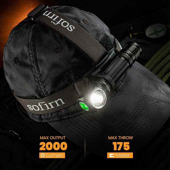 sofirn HS40 Rechargeable Headlamp 2000 Lumens, Super Bright Headlamp Flashlight with 6500k SST40 LED, IPX8 Water Resistance, Magnetic Tail Cap, Small Head Lamps to wear for Adult Camping Hking