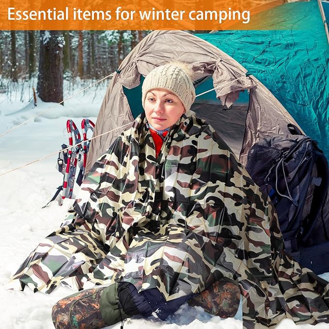 Chicingyou 5 Pcs Outdoor Insulators Set 1 Pcs Insulated Boots Covers 15.0 x 19.7 x 11.8 Inch Waterproof PU Leather Non Slip 2 Sock 2 Thermal Survival Blanket for Hunting, Camping, Ice Fishing, Hunting