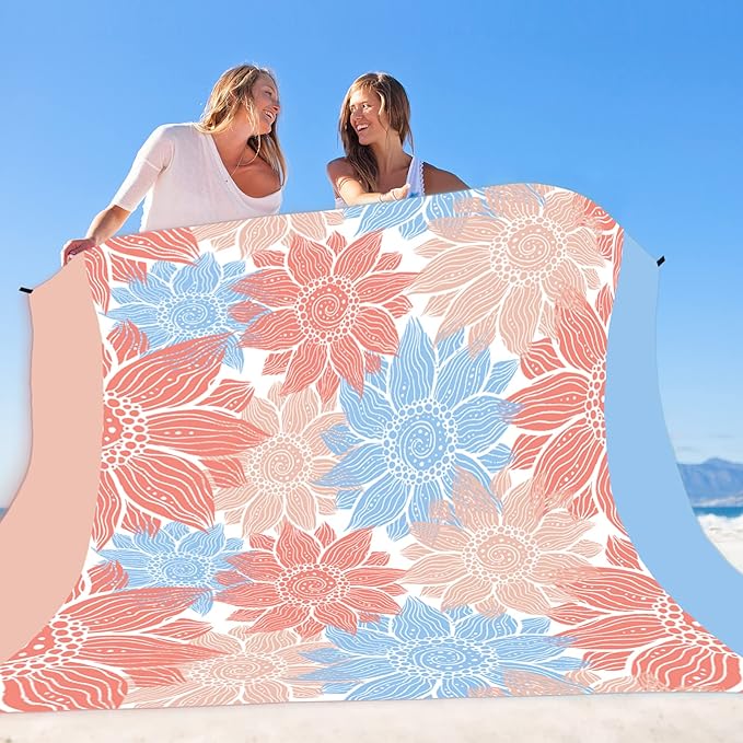 HIHOHO Beach Blanket Waterproof Sandproof Extra Large Beach Mat 79" X 83"/120"x108"for 1-8 Adults Quick Drying Durable Outdoor Picnic Mat for Beach Travel Camping Hiking