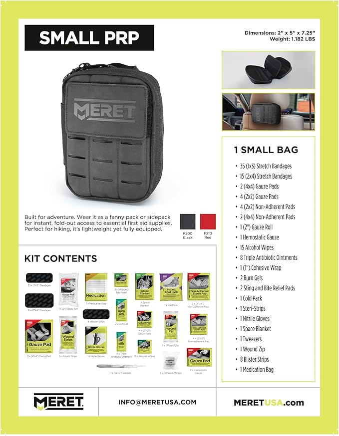MERET Personal Response Pack | Bag with Modular Organizer, MOLLE Panel, Durable Material, Travel, Hiking, Camping, Preparedness | Small, Red | Empty Bag