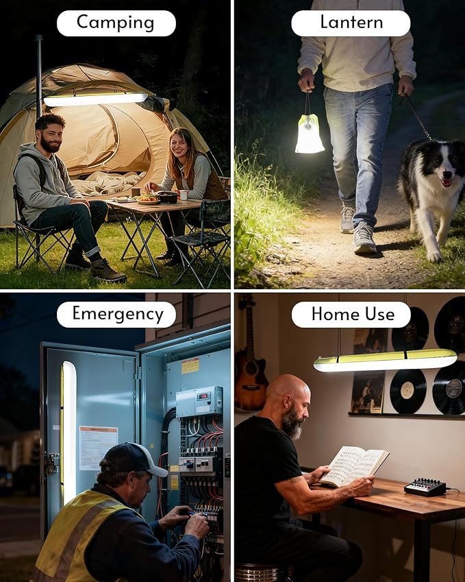 34" Inflatable Solar Camping Lantern & 4000mAh Power Bank, 339LM Ultra Bright LED Light Tube, USB-C Rechargeable & IP66 Waterproof Portable Tent Lamp for Hurricane, Power Outage, Backpacking, Survival
