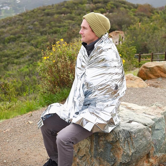 Ready America Emergency Blankets 25-Pack – Ultra-Thin Thermal Survival Blankets for Body Heat Retention, Emergency Preparedness, Camping, Disasters & Outdoor Safety