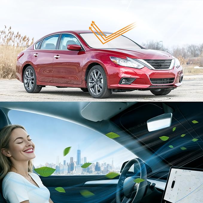 Windshield Sun Shade Custom Fit for 2013-2018 Altima Sedan Accessories Foldable Sunshade Sun Blocker Protect Car from Sun Rays & Heat Damage Keep Car Cooler