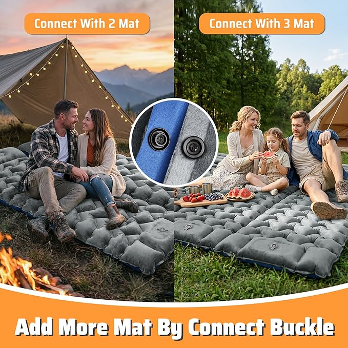 4" Thick Double-Sided Inflatable Sleeping Pad | Warm Crystal Velvet Top for Cold Weather, Waterproof Nylon Bottom | All-Season Camping Mattress for Backpacking, Hiking, Tent & Car Travel