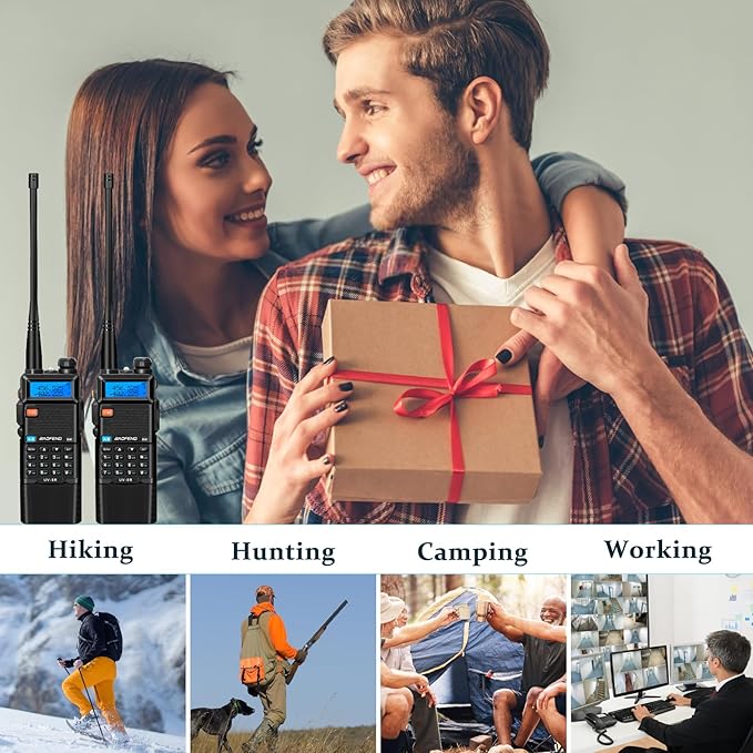 BAOFENG UV-5R Ham Radio Handheld: 8W Ham Radios Long Range UV5R Radio 3800mAh Rechargeable Walkie Talkies Two Way Radio with Programming Cable,Tactical Antenna and Earpiece for Survival Gear, 2 Pack