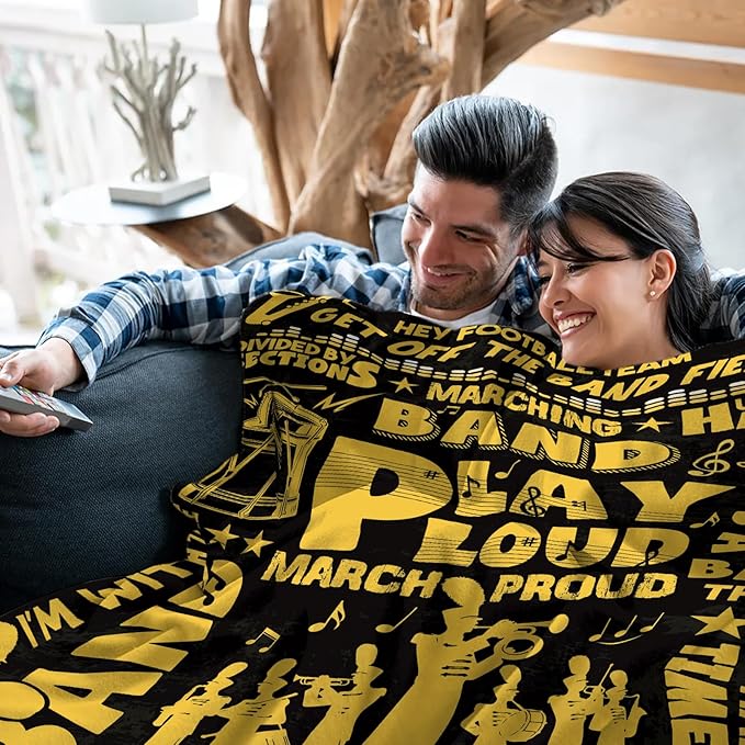 Marching Band Gifts Blanket for Teens, Band Director Gifts for Marching Band Adult, Band Flannel Blanket for Men/Women, Rock Band Blanket 50 * 60" Christmas Birthday Thanksgiving Gift