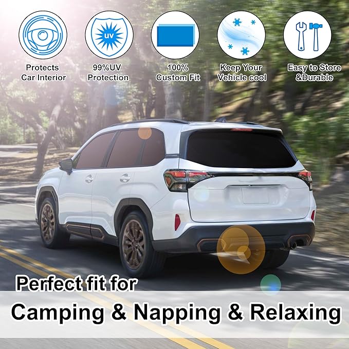TINGLU Window Shades for Subaru Forester 2025 2026 Accessories Car Side Full Windows Rear Triangular Windshield Sun Shade Sun UV Rays & Privacy Protection for Camping 8PCS