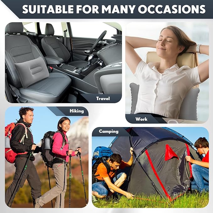 Qunclay 12 Pack Inflatable Camping Travel Pillow with Storage Bags 17.09" x 10.63" Ultralight Compressible Inflatable Pillow Blow up Compact for Backpacking Summer Hiking Desk Rest Neck Lumbar Support