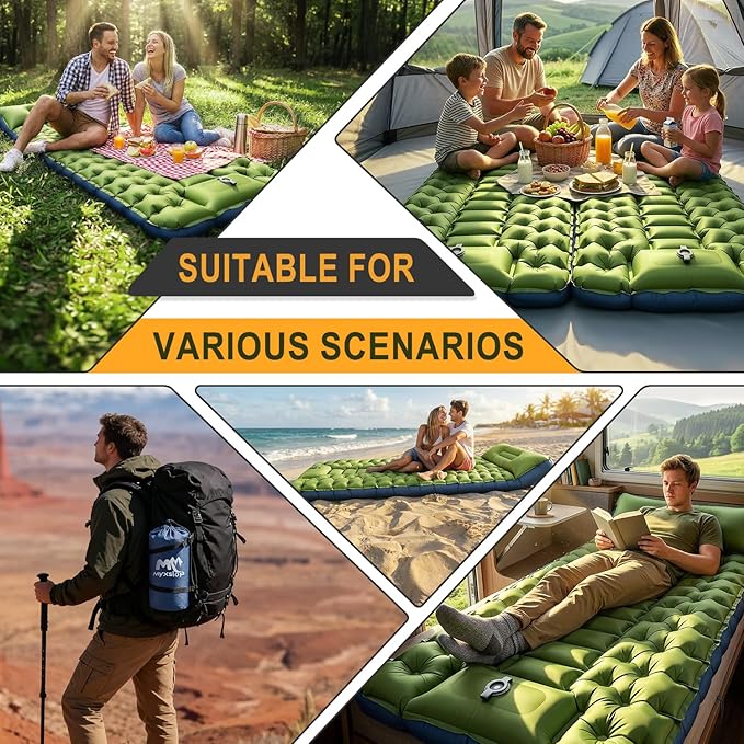 Myxslop Camping Sleeping Pad, Ultralight Inflatable Camping Mat with Pillow Built-in Foot Pump Sleeping Mat, Compact Camping Pad Gear for Backpacking Hiking Tent Travel Car Outdoor