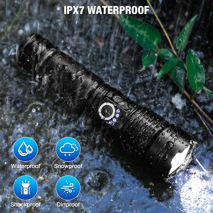 MILAOSHU Rechargeable Flashlights 990000 High Lumens - 2 Pack, Super Bright LED Flashlight Rechargeable with 5 Light Modes, High Powered & IPX7 Waterproof Flash Light for Camping, Home