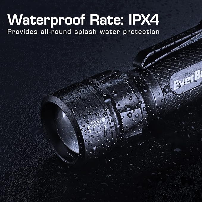 EverBrite Super Small Mini LED Flashlight, 3 Lighting Modes, Zoomable Adjustable Focus for Camping, Hiking, Fishing, Running, Power Outages & Emergencies, 1 AAA Battery Included