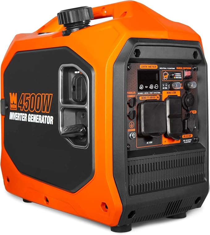 WEN 4500-Watt Inverter Generator, Gasoline, RV-Ready, Quiet, Portable, and Lightweight with Fuel Shut Off and CO Watchdog (56432iX)