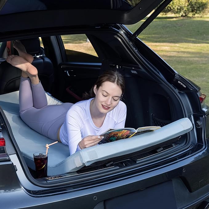 Kingfun 3 Inch CertiPUR-US Memory Foam Camping Mattress Pad, Waterproof Roll up Sleeping Pad, Thick Floor Sleeping Mats for Tent with Removable Travel Bag
