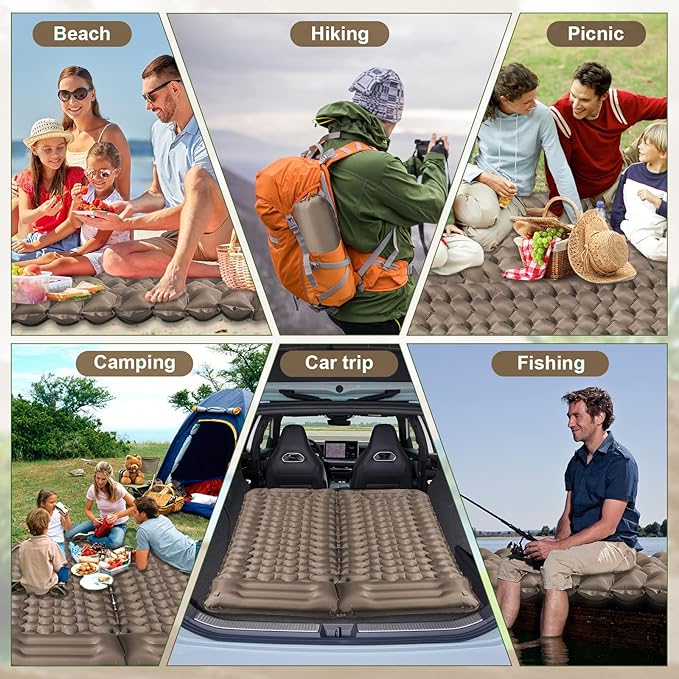 Sleeping Pad,4" Thick Ultralight Sleeping Pad for Camping with Pillow & Foot Pump,Compact Inflatable Camping Mattress for Hiking Tent Road Trip,One-Second Deflation