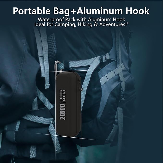 20,000mAh Rugged Power Bank with Fast Charge USB-C PD, IP68 Waterproof Shockproof, Includes 420lm Bright Camping Lantern, Tactical Outdoor Charger for Hiking Camping Survival Emergency(Grey)