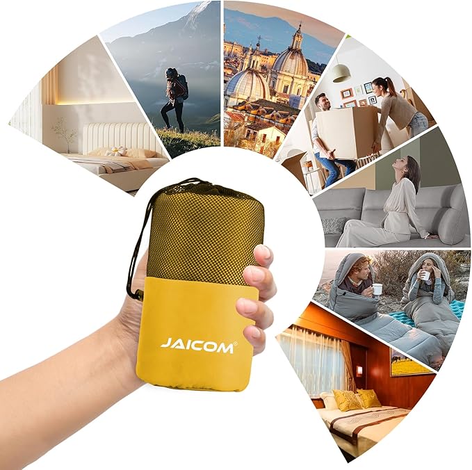 JAICOM Sleeping Bag Liner, Travel Sheets & Adult Sleep Sack, Ultralight and Portable Summer Sleeping Bag - Ideal for Backpacking, Hotels and Hostels, Business Trips, Camping