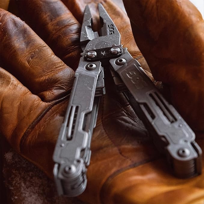 SOG PowerAccess Deluxe All-Around Heavy Duty Stainless Steel Multi-Tool w/Nylon Sheath, Two Knife Blades, Can & Bottle Opener, Stone Wash