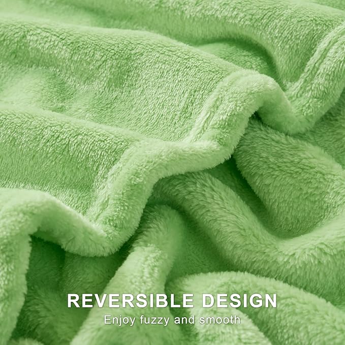 Hansleep Fleece Grass Green Throw Blanket, Super Soft Flannel Fuzzy Plush Cozy Blanket for All Seasons, Grass Green, Throw 50x60 Inches
