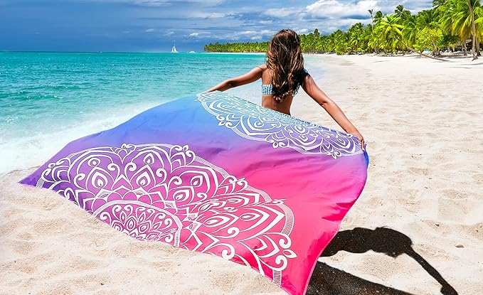 HIHOHO Beach Blanket Waterproof Sandproof Extra Large Beach Mat 79" X 83"/120"x108"for 1-8 Adults Quick Drying Durable Outdoor Picnic Mat for Beach Travel Camping Hiking