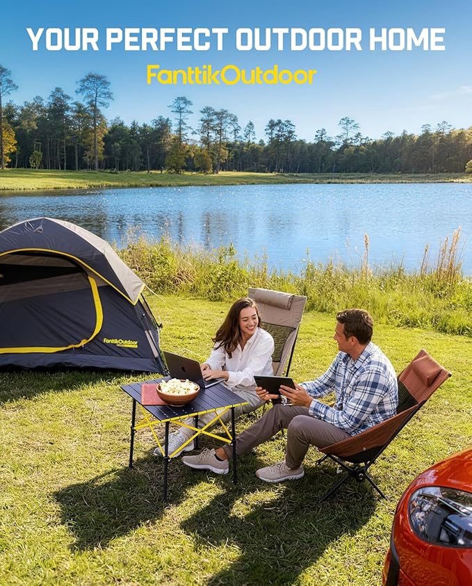 FanttikOutdoor Zeta V11 Pro Camping Table, Portable Folding Roll Up Table with Lightweight Aluminum Top & Carry Bag for Camping, BBQ, Tailgating Party, Picnic, Backyard, Medium