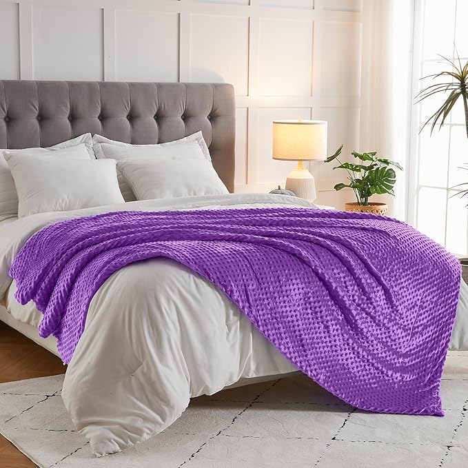 yescool Weighted Blanket (7 lbs, 41" x 60", Violet) Heavy Blanket for Sleeping Perfect for 60-90 lbs, Breathable Blanket with Premium Glass Bead, Machine Washable