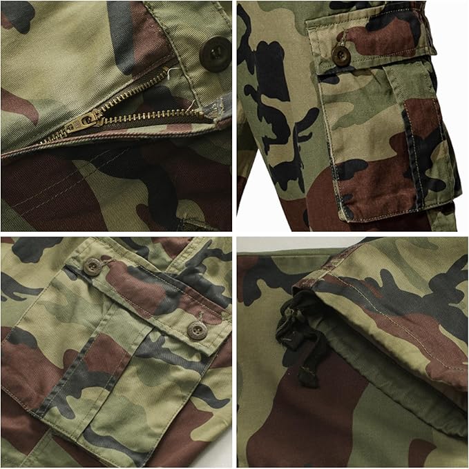 Men's BDU Casual Military Pants, Tactical Wild Army Combat ACU Rip Stop Camo Cargo Work Pants Trousers with 8 Pockets