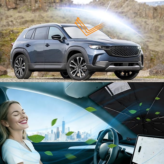 Windshield Sun Shade Umbrella Custom Fit for 2017-2026 Mazda CX5 CX-5 Accessories Front Window Sunshade Shield Blocker Keeps Car Cool
