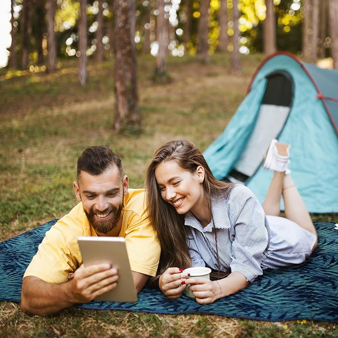 Large Outdoor Waterproof Blanket Extra Thick Fleece Stadium Blanket for Camping, Car, Pet, Picnics - Windproof, Wearable, Machine Washable 80" x 58" (Jungle)