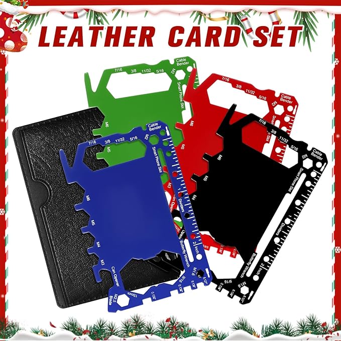 Cholemy 12 Pcs Credit Card Wallet Multitool 46 in 1 Metal Stainless Steel Survival Pocket Tool Multipurpose Bottle Opener Bulk for Men Christmas Stocking Stuffer Gift(Multicolor,Classic Style)