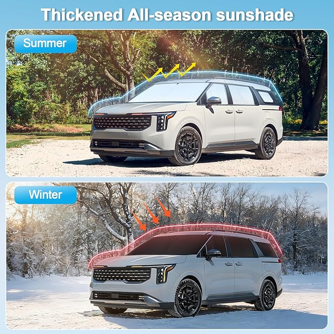 KMF 8pcs Thicken Sun Shades for Jeep Grand Cherokee L(Three-Row) 2021-2026 Accessories (NOT for Grand Cherokee&Cherokee),Full Car Window Covers for Windshield Side Rear, UV Block and Blackout Camping