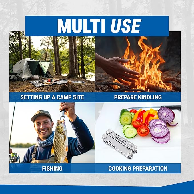 Valor 13-in-1 Multi Tool Pocket Knife with Pliers – Compact Lightweight EDC Multitool for Camping, Fishing, Outdoor, Survival – Self-Locking All-In-One Utility with Carry Case & Belt Loop