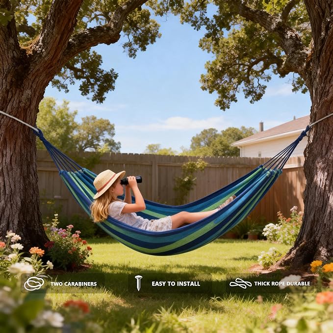 Outdoor Amacas Garden Camping Hammock,Hammock Portable with Carrying Bag for Patio Yard Garden Backyard Porch Travel 