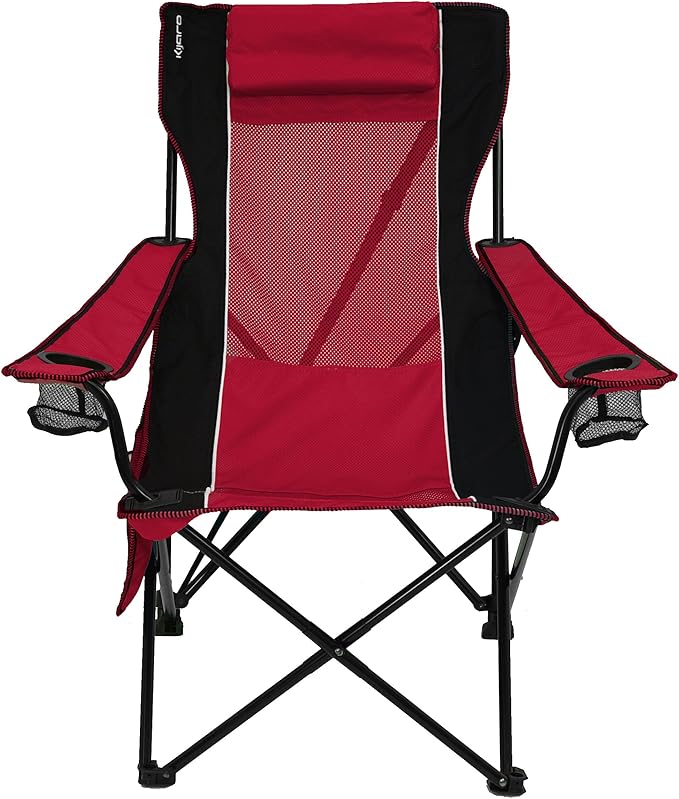 Kijaro Sling Folding Camping Chair - Enjoy The Outdoors in This Outdoor Chair with a Built-in Cup Holders and Side Organizer OR Side Cooler - Includes a Detachable Pillow