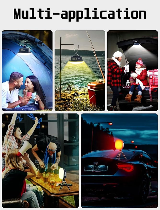 800LM Camping Lantern, Rechargeable & Waterproof LED Tent Light with Magnet, 4500mAh Battery, Stepless Dimming, 5 Modes Including Red for Camping, Emergency, Hiking