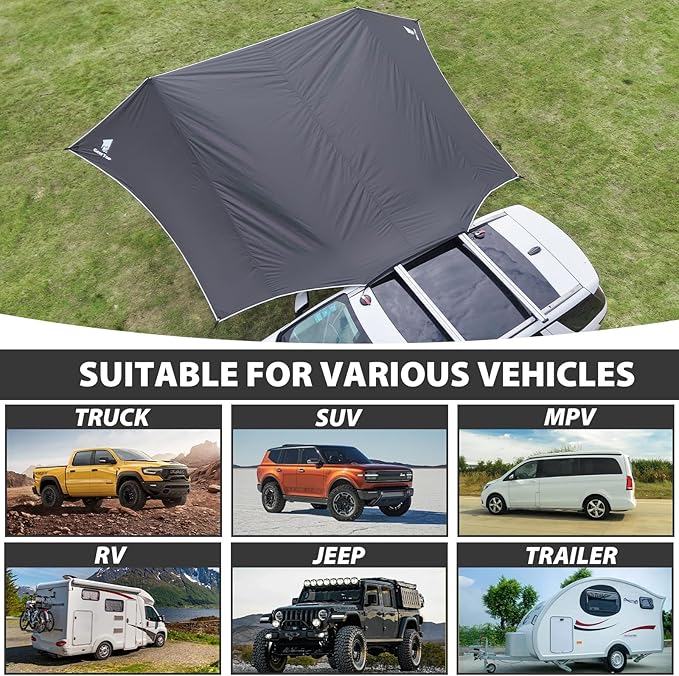 GEERTOP Large Car Side Awning Tarp 19 x11 ft Waterproof Vehicle Sun Shade Cnaopy Shelter for SUV, MPV, Van, Campers