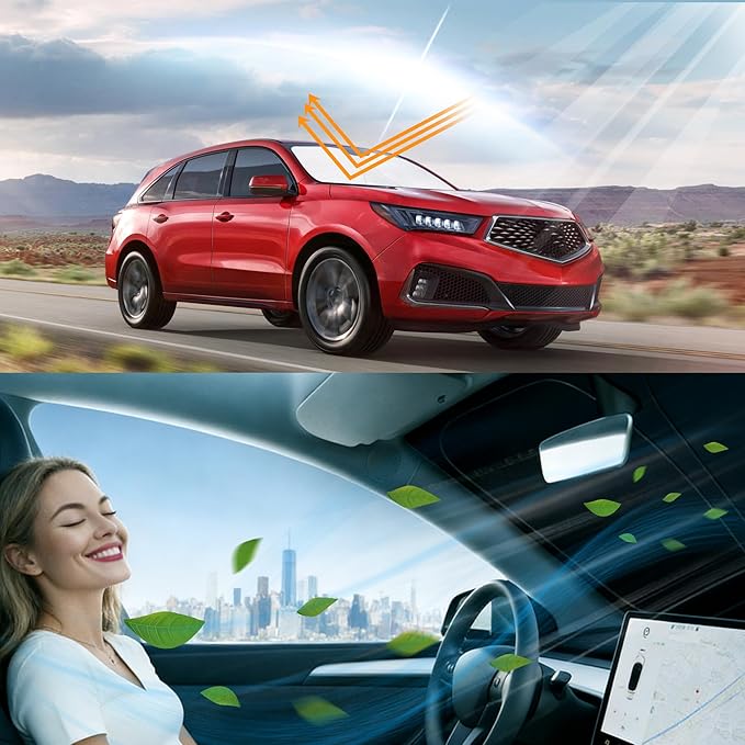 Windshield Sun Shade Custom Fit for 2014-2020 Acura MDX Accessories Foldable Sunshade Sun Blocker Protect Car from Sun Rays & Heat Damage Keep Car Cooler