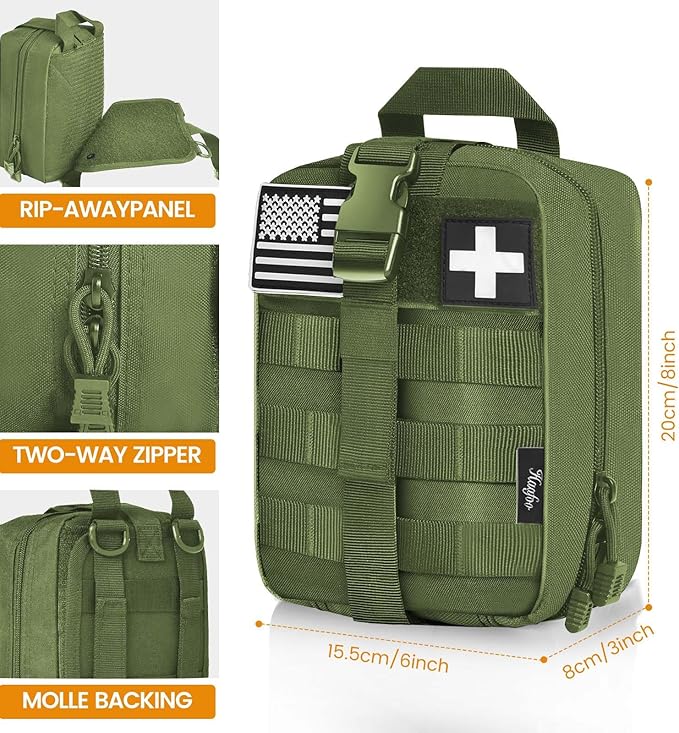 Medical Molle Pouch Tactical - 1000D Nylon First Aid Pouch, Big Capacity EMT Pouch Utility, Heavy Duty Military Grade Rip-Away Ifak Pouch for Home and Outdoor Activities(Bag Only