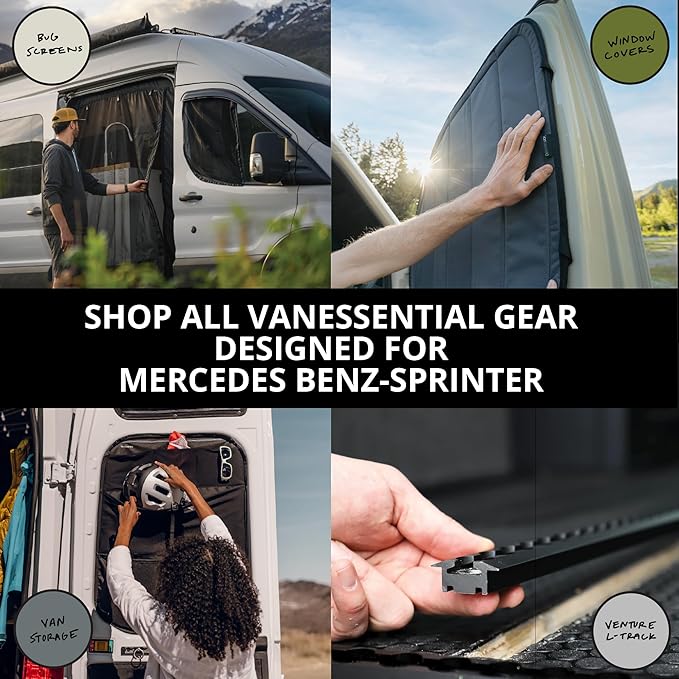 VanEssential Insulated Magnetic Blackout Front Windshield Cover Designed for Mercedes-Benz NCV3/VS30 (Van Years 2007 to Current) - Cool Gray