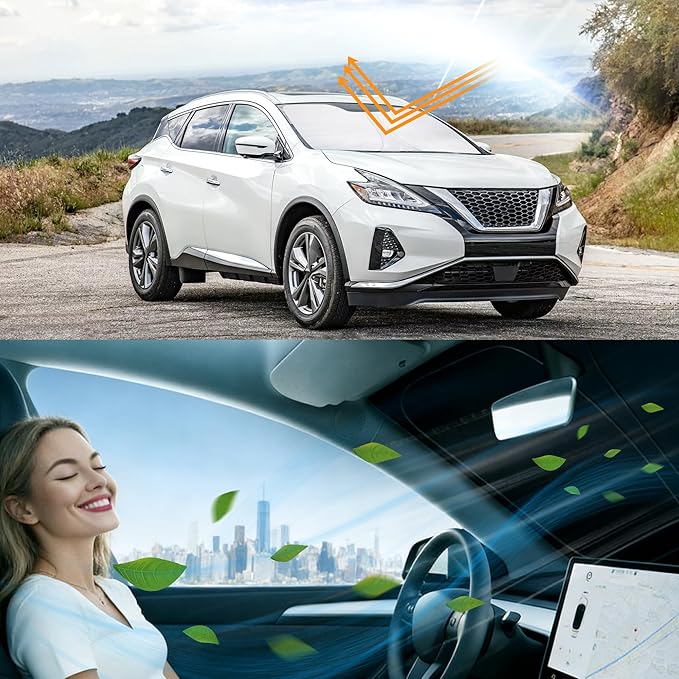 Windshield Sun Shade Accessories Compatible with 2015 2016 2017 2018-2024 Murano for Foldable Sunshade Sun Visor Blocks UV