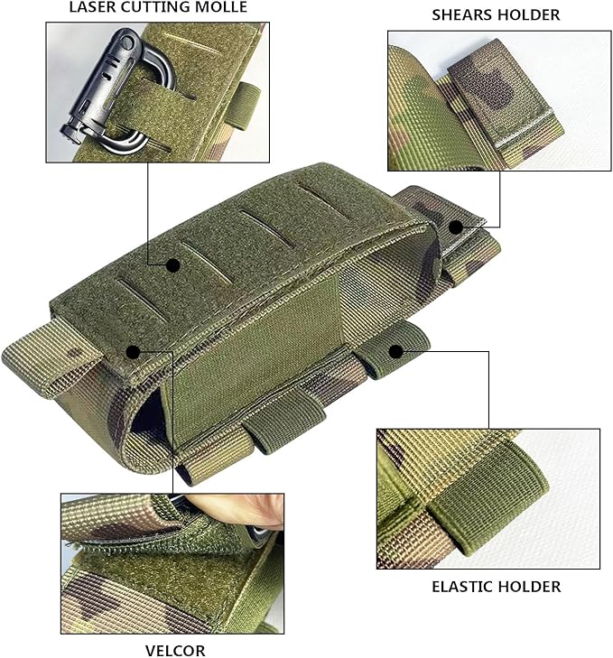 Upgrade 1000D Laser Cut Molle Tourniquet Holder, Heavy Duty Tactical Molle Tourniquet Pouch Holder