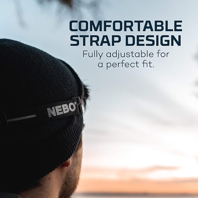 NEBO Einstein Powerful 400 Lumen Headlamp with Rechargeable Battery | Compact Low-Profile Headlamp with 5 Light Modes