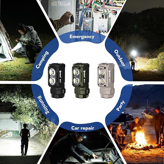 WUBEN E7 1800 Lumen Rechargeable Mini Flashlight with Magnet - Super Bright 6 Modes EDC Flashlight, Typ-C Rechargeable LED; IP68 Pocket Flashlight for Headlamp Use, Rescue, Camping