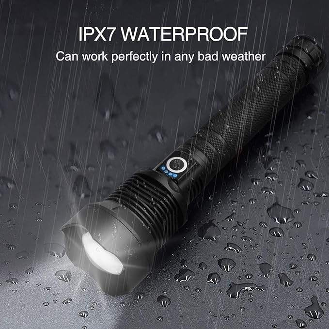 Lylting Rechargeable LED Flashlights High Lumens, 90,000 Lumens Super Bright Flashlight with 5 Modes & Waterproof, Powerful Handheld Flashlight for Camping Emergencies