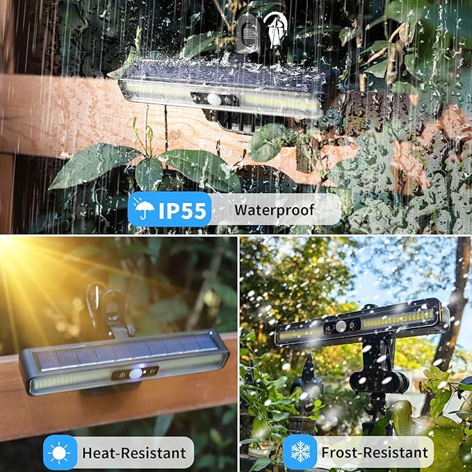 Clip On Solar Motion Lights Outdoor Waterproof, 2 Pack Motion Sensor Outdoor Lights with 36 LEDs, 6000K, Portable Solar Powered Security Light for Fence Garage Camping(Black)