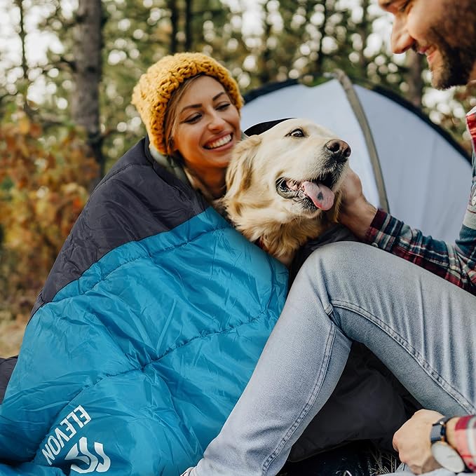 Elevon Sleeping Bag for Adults Teens Kids Cold Warm Weather, Portable Waterproof & Lightweight, Compact with Compression Sack, for 3-4 Seasons Camping, Backpacking, Hiking, Travel, Indoors Outdoors