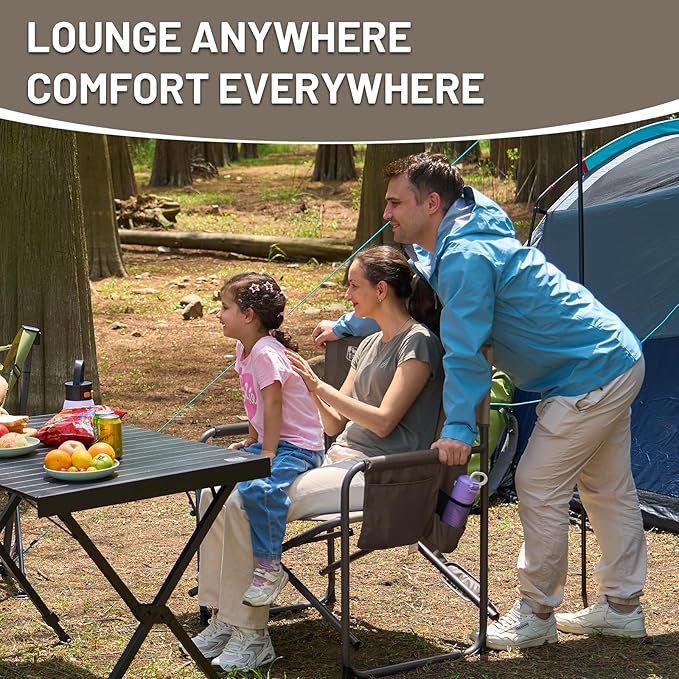 Timber Ridge XXL Director’s Chair – Heavy Duty Folding Camping Chair for Adults, 500lb Capacity, Extra Wide Padded Seat for Camping, Sports, Lawn, Courtyard, and Outdoor Use, Tan