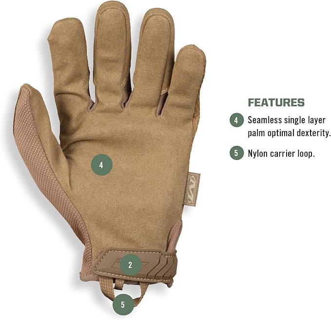 Mechanix Wear: The Original Coyote Tactical Work Gloves with Secure Fit, Flexible Grip for Multi-purpose Use, Durable Touchscreen Safety Gloves for Men (Large, Coyote Brown)