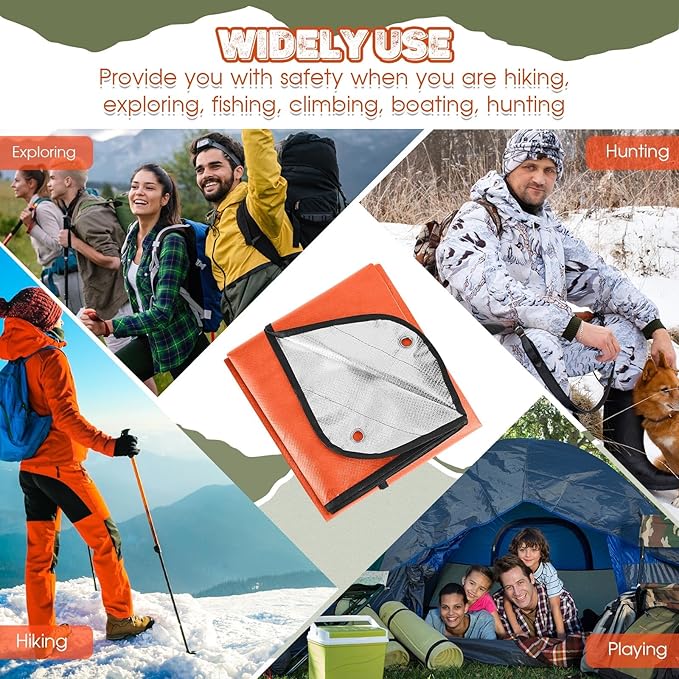 Kingdder 2 Pcs Heavy Duty Emergency Blankets for Survival Camping Blanket Insulated Tarp 60 x 82 Inches Outdoor Waterproof Thermal Reflective Tarp Tent Insulation for Camp Hiking Picnic