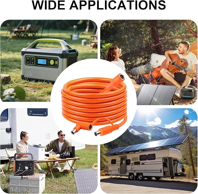 100FT 14AWG DC7909 Solar Panel Extension Cable Compatible with Jackery Solar Generator,Solar Charging Cord Female to Male with DC8020 Adapter Suit for Gz Yeti Anker Jackery Portable Power Station